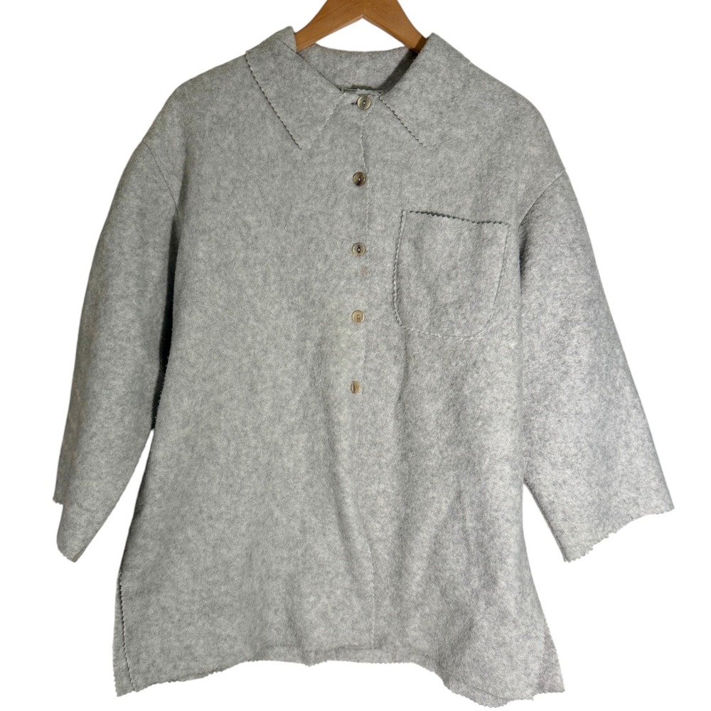 Vintage Henri Bendel 60's/70's Women's Boucle Oversized Shirt France Gray XL